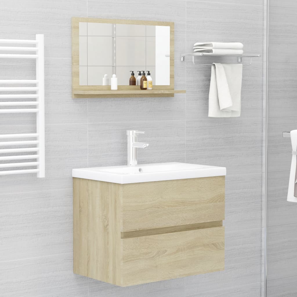 Bathroom Mirror Sonoma Oak 60x10.5x37 cm Chipboard- Bathroom Vanity Units - HomeShopIreland - Home Shop Ireland - Bathroom Vanity Units - Bathroom Mirror Sonoma Oak 60x10.5x37 cm Chipboard
