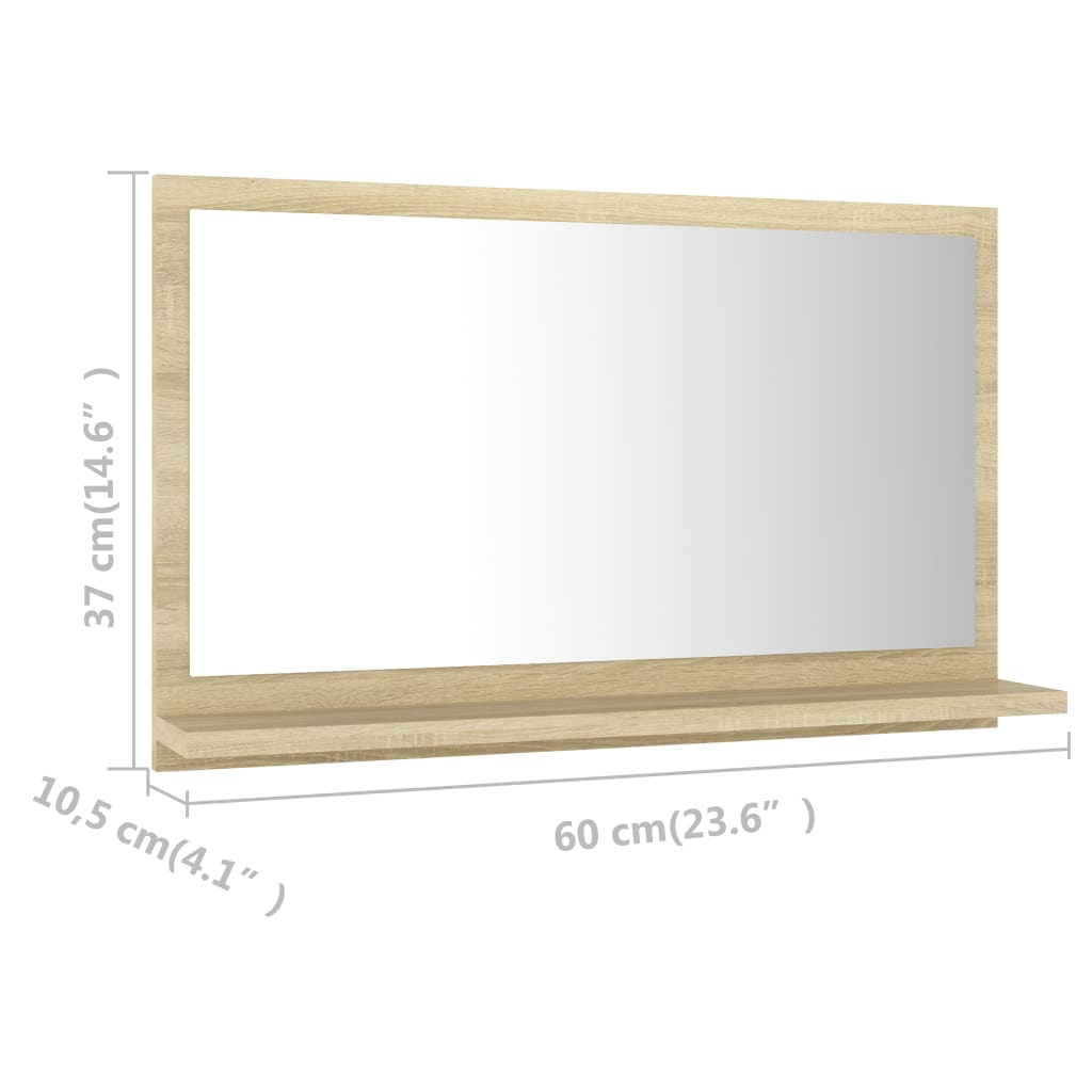 Bathroom Mirror Sonoma Oak 60x10.5x37 cm Chipboard- Bathroom Vanity Units - HomeShopIreland - Home Shop Ireland - Bathroom Vanity Units - Bathroom Mirror Sonoma Oak 60x10.5x37 cm Chipboard