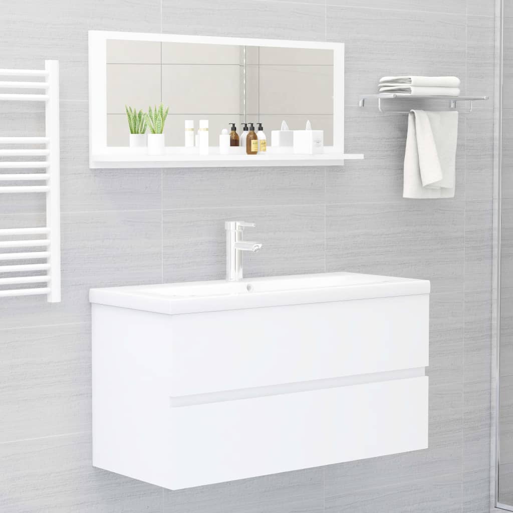 Bathroom Mirror White 90x10.5x37 cm Chipboard- Bathroom Vanity Units - HomeShopIreland - Home Shop Ireland - Bathroom Vanity Units - Bathroom Mirror White 90x10.5x37 cm Chipboard