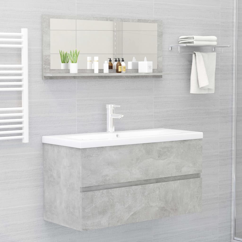 Bathroom Mirror Concrete Grey 90x10.5x37 cm Chipboard- Bathroom Vanity Units - HomeShopIreland - Home Shop Ireland - Bathroom Vanity Units - Bathroom Mirror Concrete Grey 90x10.5x37 cm Chipboard