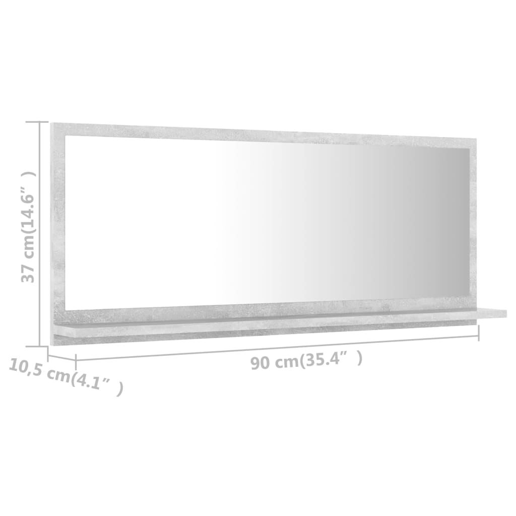Bathroom Mirror Concrete Grey 90x10.5x37 cm Chipboard- Bathroom Vanity Units - HomeShopIreland - Home Shop Ireland - Bathroom Vanity Units - Bathroom Mirror Concrete Grey 90x10.5x37 cm Chipboard