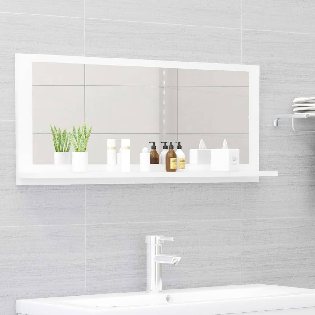 Bathroom Mirror High Gloss White 90x10.5x37 cm Chipboard- Bathroom Vanity Units - HomeShopIreland - Home Shop Ireland - Bathroom Vanity Units - Bathroom Mirror High Gloss White 90x10.5x37 cm Chipboard