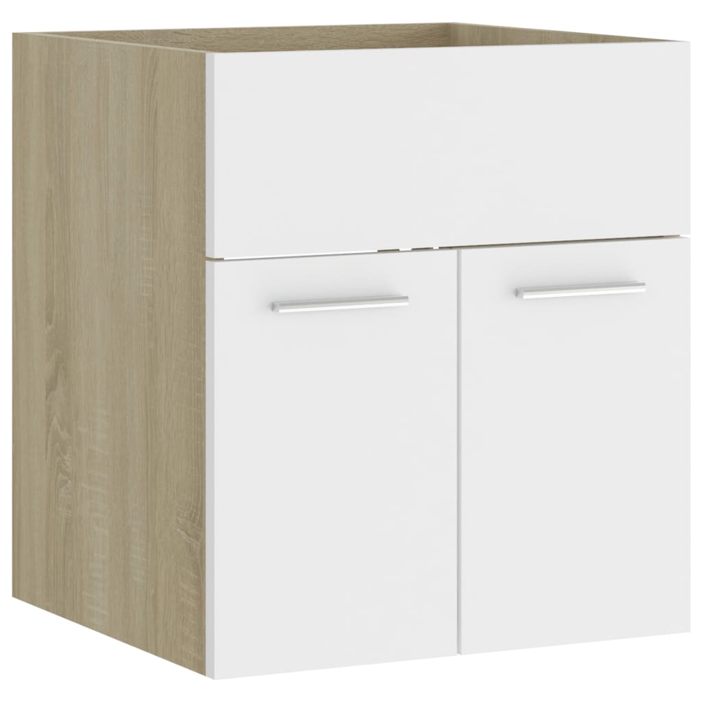 Sink Cabinet White and Sonoma Oak 41x38.5x46 cm Chipboard- Bathroom Furniture Sets - HomeShopIreland - Home Shop Ireland - Bathroom Furniture Sets - Sink Cabinet White and Sonoma Oak 41x38.5x46 cm Chipboard