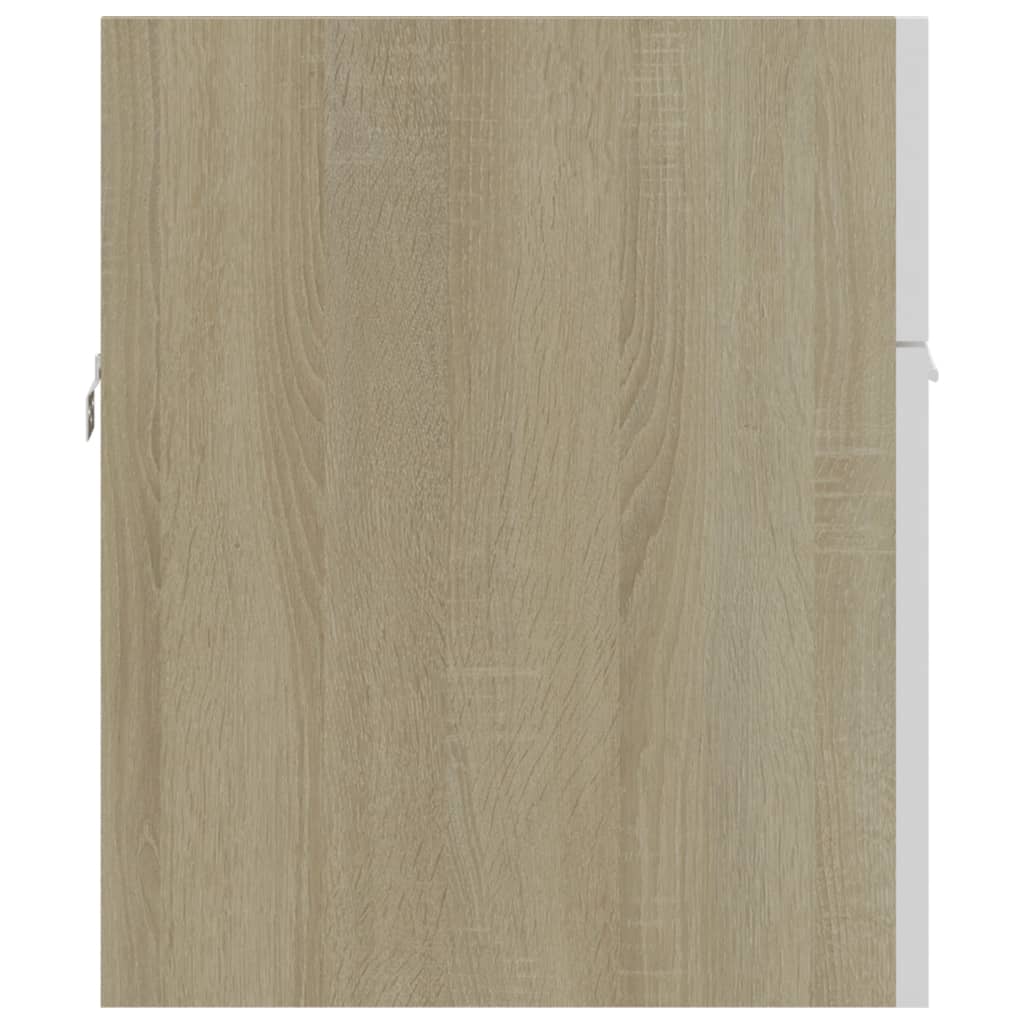 Sink Cabinet White and Sonoma Oak 90x38.5x46 cm Chipboard- Bathroom Furniture Sets - HomeShopIreland - Home Shop Ireland - Bathroom Furniture Sets - Sink Cabinet White and Sonoma Oak 90x38.5x46 cm Chipboard