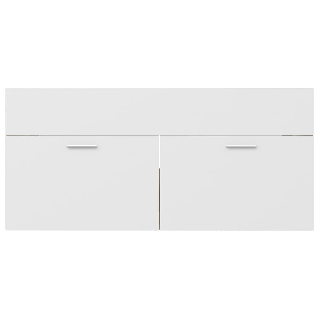 Sink Cabinet White and Sonoma Oak 100x38.5x46 cm Chipboard- Bathroom Furniture Sets - HomeShopIreland - Home Shop Ireland - Bathroom Furniture Sets - Sink Cabinet White and Sonoma Oak 100x38.5x46 cm Chipboard