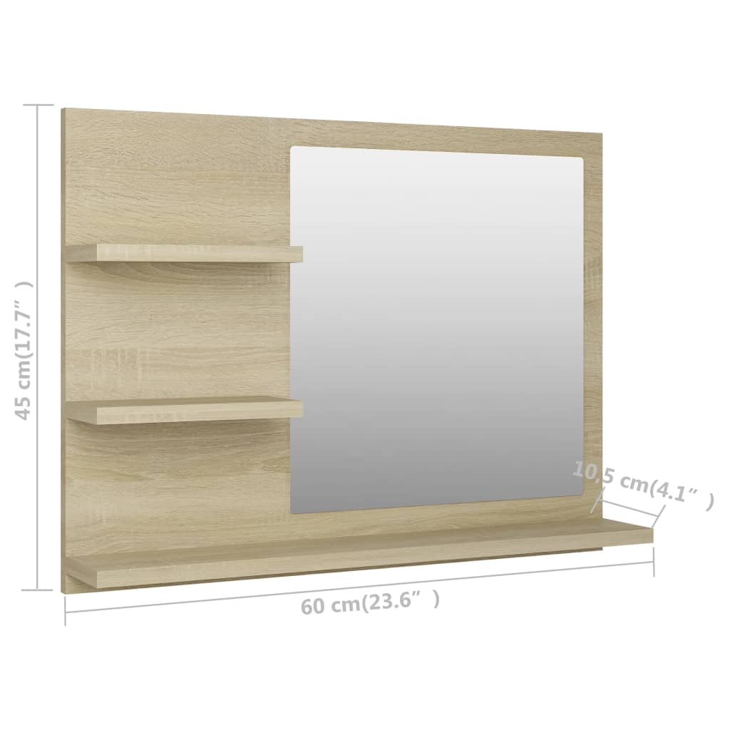 Bathroom Mirror Sonoma Oak 60x10.5x45 cm Chipboard- Bathroom Vanity Units - HomeShopIreland - Home Shop Ireland - Bathroom Vanity Units - Bathroom Mirror Sonoma Oak 60x10.5x45 cm Chipboard