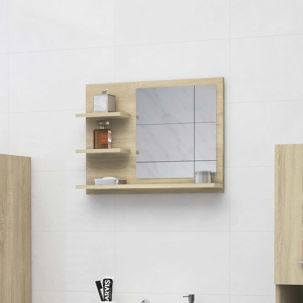Bathroom Mirror Sonoma Oak 60x10.5x45 cm Chipboard- Bathroom Vanity Units - HomeShopIreland - Home Shop Ireland - Bathroom Vanity Units - Bathroom Mirror Sonoma Oak 60x10.5x45 cm Chipboard