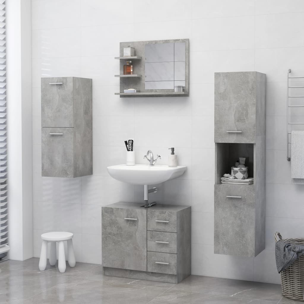 Bathroom Mirror Concrete Grey 60x10.5x45 cm Chipboard- Bathroom Vanity Units - HomeShopIreland - Home Shop Ireland - Bathroom Vanity Units - Bathroom Mirror Concrete Grey 60x10.5x45 cm Chipboard