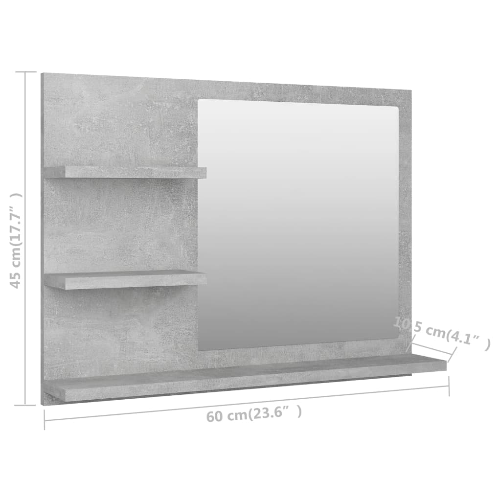 Bathroom Mirror Concrete Grey 60x10.5x45 cm Chipboard- Bathroom Vanity Units - HomeShopIreland - Home Shop Ireland - Bathroom Vanity Units - Bathroom Mirror Concrete Grey 60x10.5x45 cm Chipboard