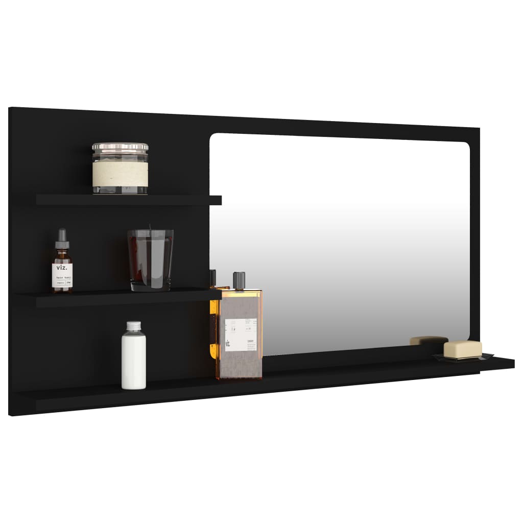 Bathroom Mirror Black 90x10.5x45 cm Chipboard- Bathroom Vanity Units - HomeShopIreland - Home Shop Ireland - Bathroom Vanity Units - Bathroom Mirror Black 90x10.5x45 cm Chipboard