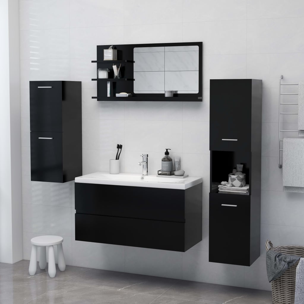 Bathroom Mirror Black 90x10.5x45 cm Chipboard- Bathroom Vanity Units - HomeShopIreland - Home Shop Ireland - Bathroom Vanity Units - Bathroom Mirror Black 90x10.5x45 cm Chipboard
