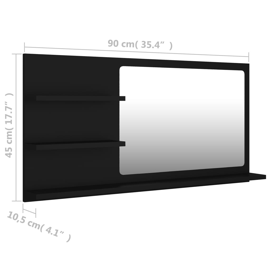 Bathroom Mirror Black 90x10.5x45 cm Chipboard- Bathroom Vanity Units - HomeShopIreland - Home Shop Ireland - Bathroom Vanity Units - Bathroom Mirror Black 90x10.5x45 cm Chipboard