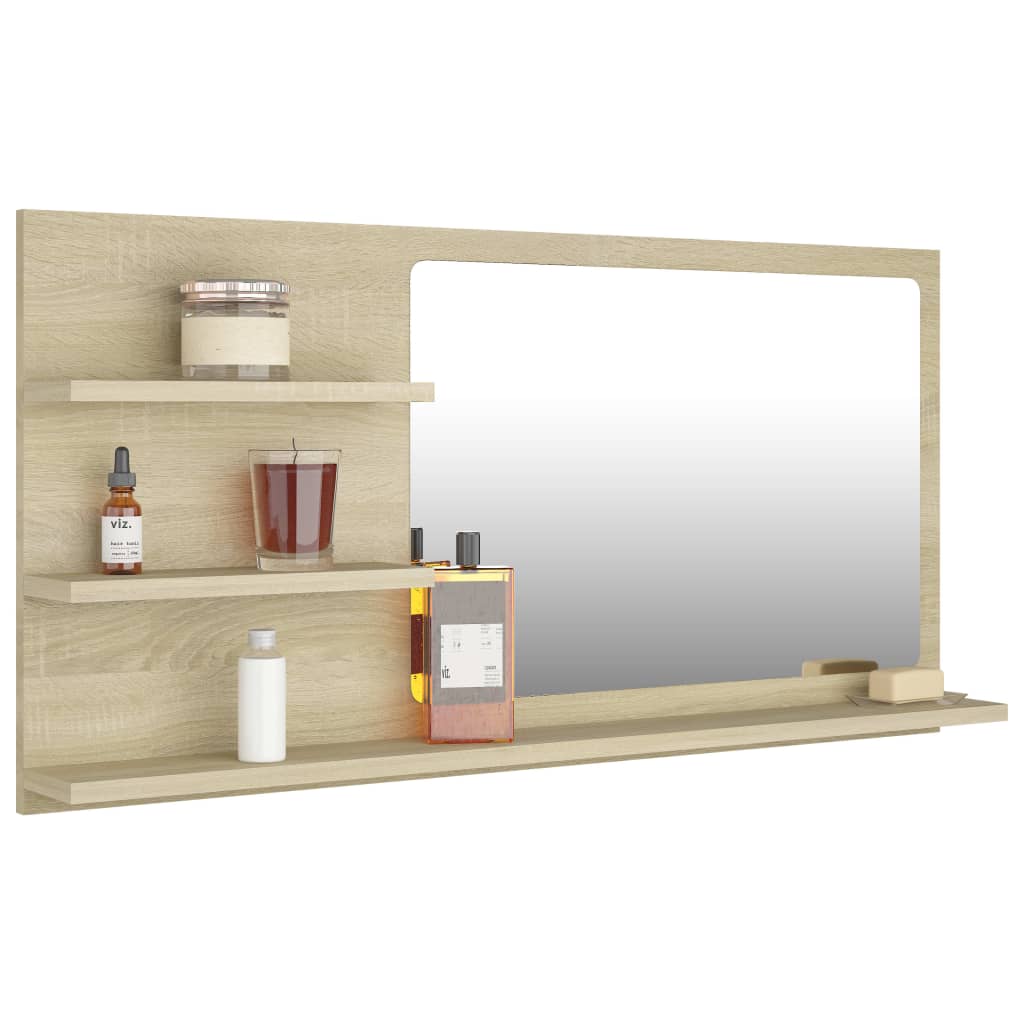 Bathroom Mirror Sonoma Oak 90x10.5x45 cm Chipboard- Bathroom Vanity Units - HomeShopIreland - Home Shop Ireland - Bathroom Vanity Units - Bathroom Mirror Sonoma Oak 90x10.5x45 cm Chipboard