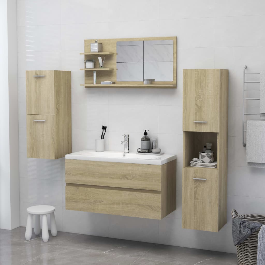 Bathroom Mirror Sonoma Oak 90x10.5x45 cm Chipboard- Bathroom Vanity Units - HomeShopIreland - Home Shop Ireland - Bathroom Vanity Units - Bathroom Mirror Sonoma Oak 90x10.5x45 cm Chipboard