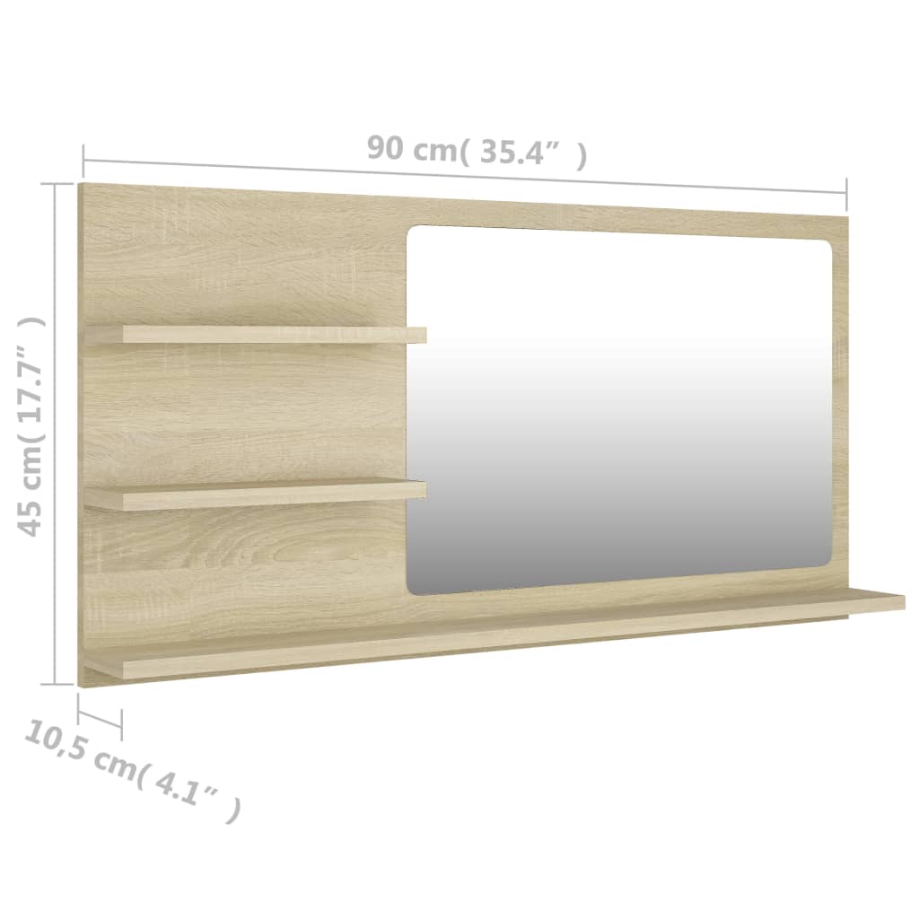 Bathroom Mirror Sonoma Oak 90x10.5x45 cm Chipboard- Bathroom Vanity Units - HomeShopIreland - Home Shop Ireland - Bathroom Vanity Units - Bathroom Mirror Sonoma Oak 90x10.5x45 cm Chipboard