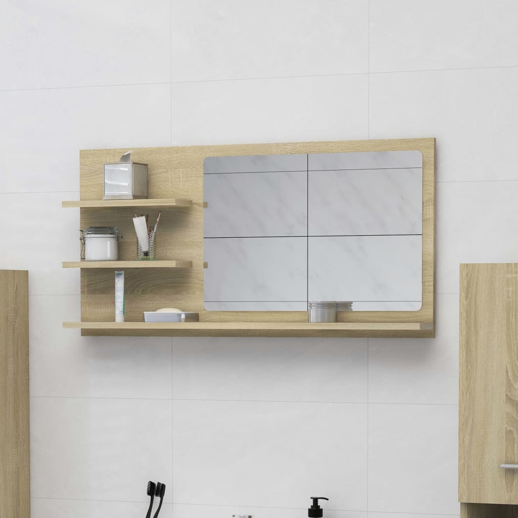 Bathroom Mirror Sonoma Oak 90x10.5x45 cm Chipboard- Bathroom Vanity Units - HomeShopIreland - Home Shop Ireland - Bathroom Vanity Units - Bathroom Mirror Sonoma Oak 90x10.5x45 cm Chipboard
