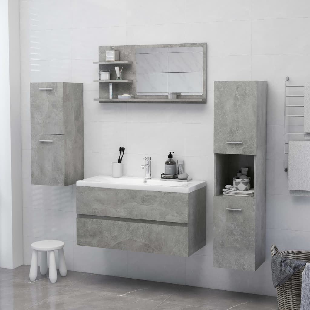 Bathroom Mirror Concrete Grey 90x10.5x45 cm Chipboard- Bathroom Vanity Units - HomeShopIreland - Home Shop Ireland - Bathroom Vanity Units - Bathroom Mirror Concrete Grey 90x10.5x45 cm Chipboard