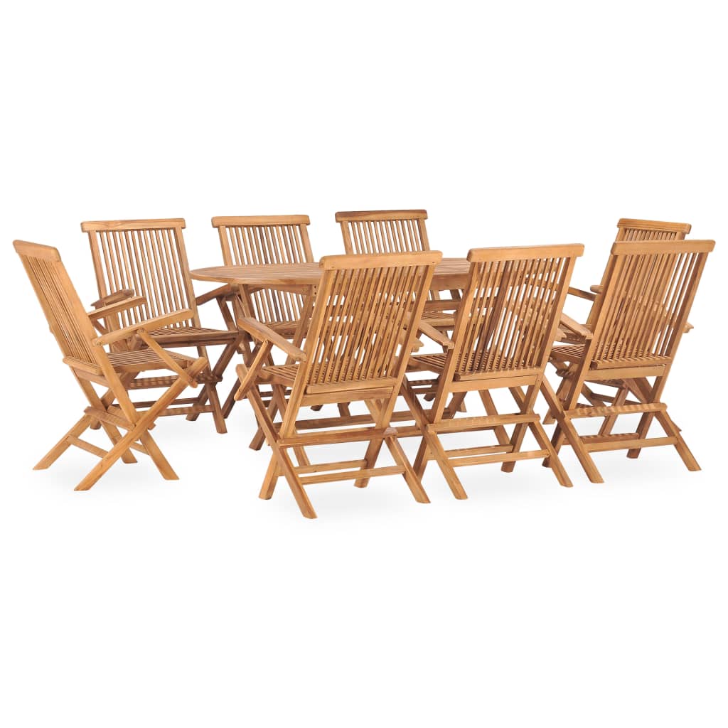 9 Piece Folding Outdoor Dining Set Solid Teak Wood- Outdoor Furniture Sets - HomeShopIreland - Home Shop Ireland - Outdoor Furniture Sets - 9 Piece Folding Outdoor Dining Set Solid Teak Wood