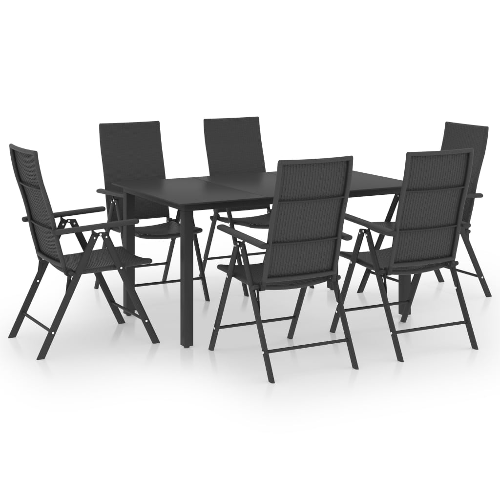 7 Piece Garden Dining Set Black- Outdoor Furniture Sets - HomeShopIreland - Home Shop Ireland - Outdoor Furniture Sets - 7 Piece Garden Dining Set Black