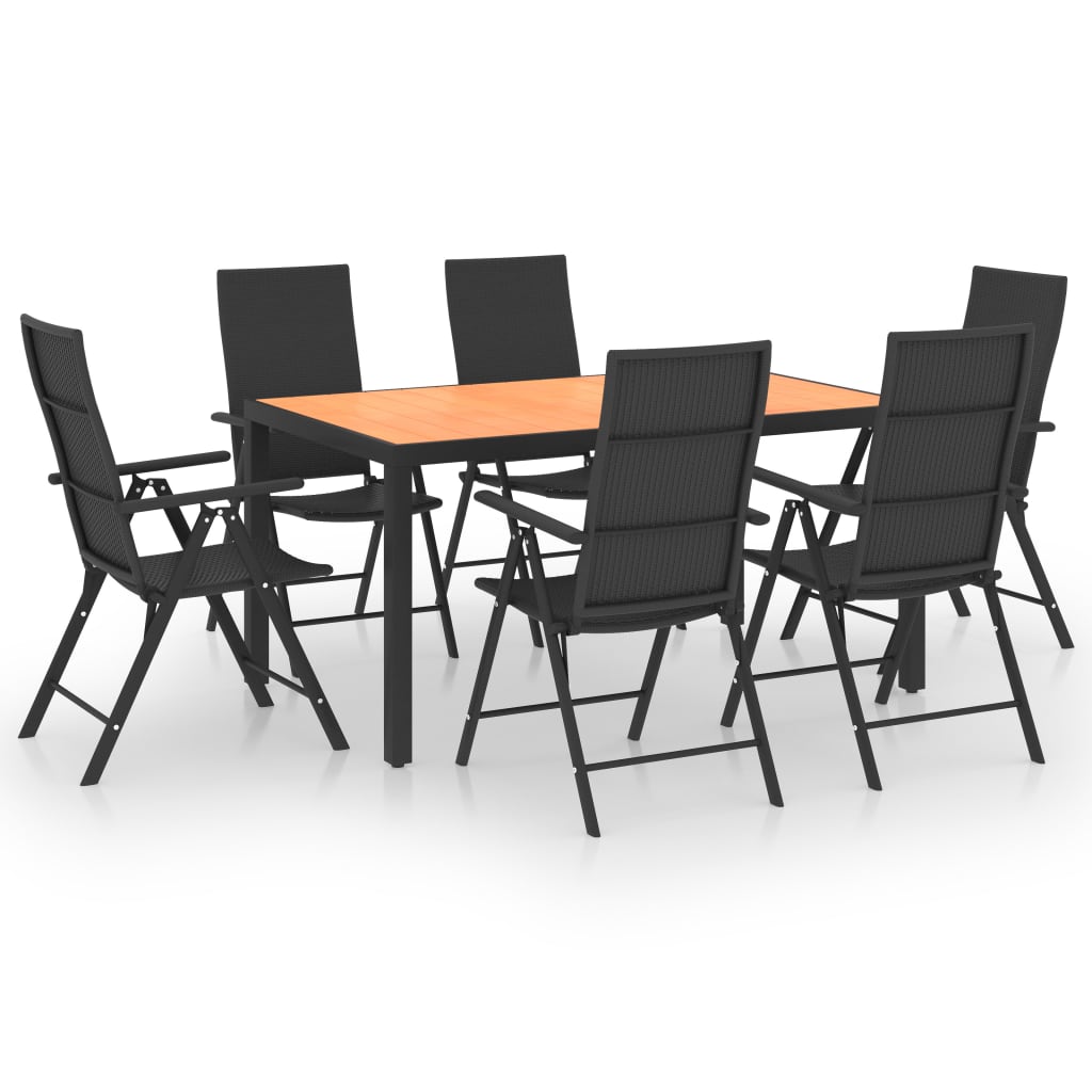 7 Piece Garden Dining Set Black and Brown- Outdoor Furniture Sets - HomeShopIreland - Home Shop Ireland - Outdoor Furniture Sets - 7 Piece Garden Dining Set Black and Brown