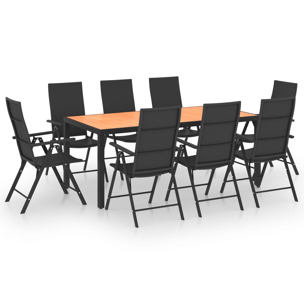 9 Piece Garden Dining Set Black and Brown- Outdoor Furniture Sets - HomeShopIreland - Home Shop Ireland - Outdoor Furniture Sets - 9 Piece Garden Dining Set Black and Brown