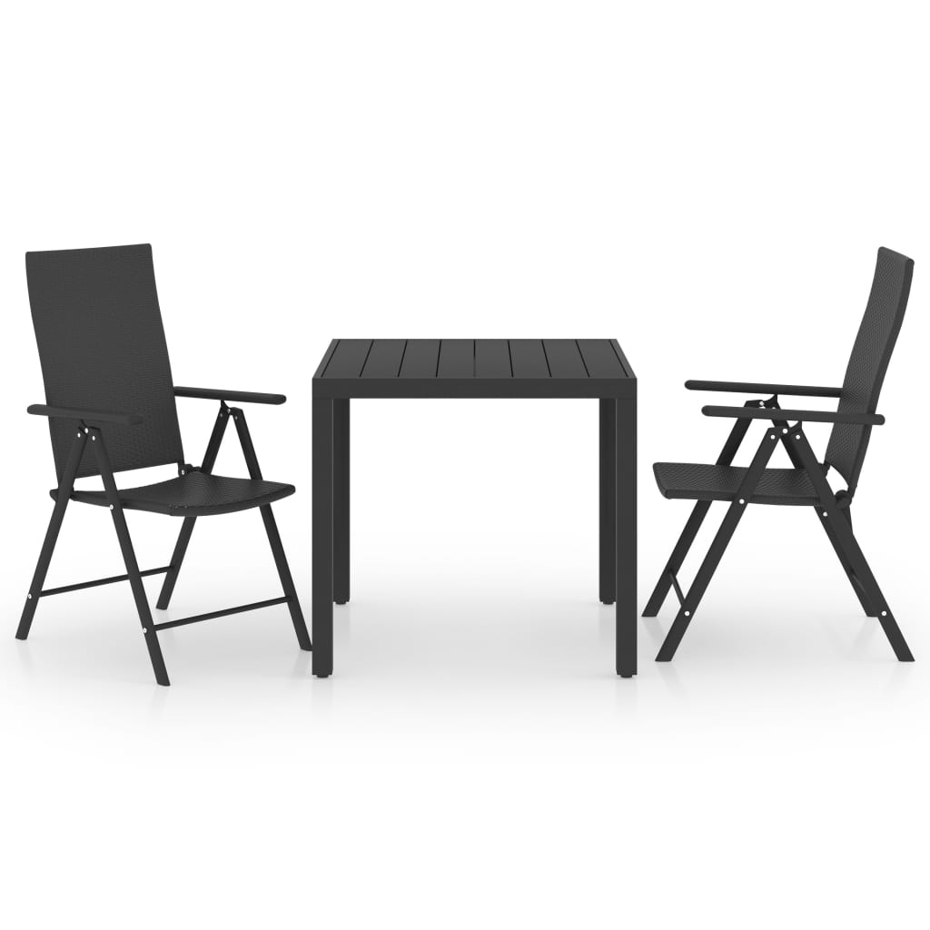 3 Piece Garden Dining Set Black- Outdoor Furniture Sets - HomeShopIreland - Home Shop Ireland - Outdoor Furniture Sets - 3 Piece Garden Dining Set Black