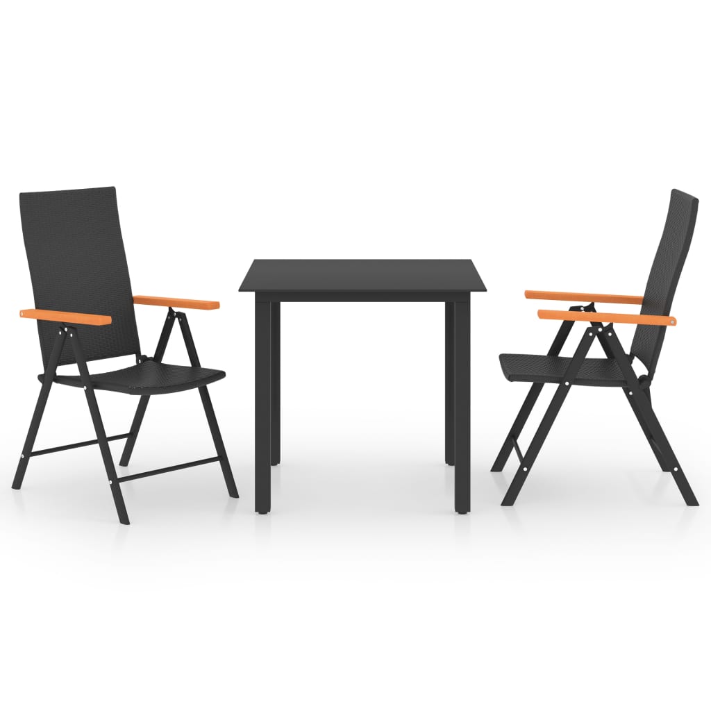 3 Piece Garden Dining Set Black and Brown- Outdoor Furniture Sets - HomeShopIreland - Home Shop Ireland - Outdoor Furniture Sets - 3 Piece Garden Dining Set Black and Brown