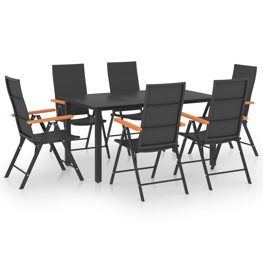 7 Piece Garden Dining Set Black and Brown- Outdoor Furniture Sets - HomeShopIreland - Home Shop Ireland - Outdoor Furniture Sets - 7 Piece Garden Dining Set Black and Brown