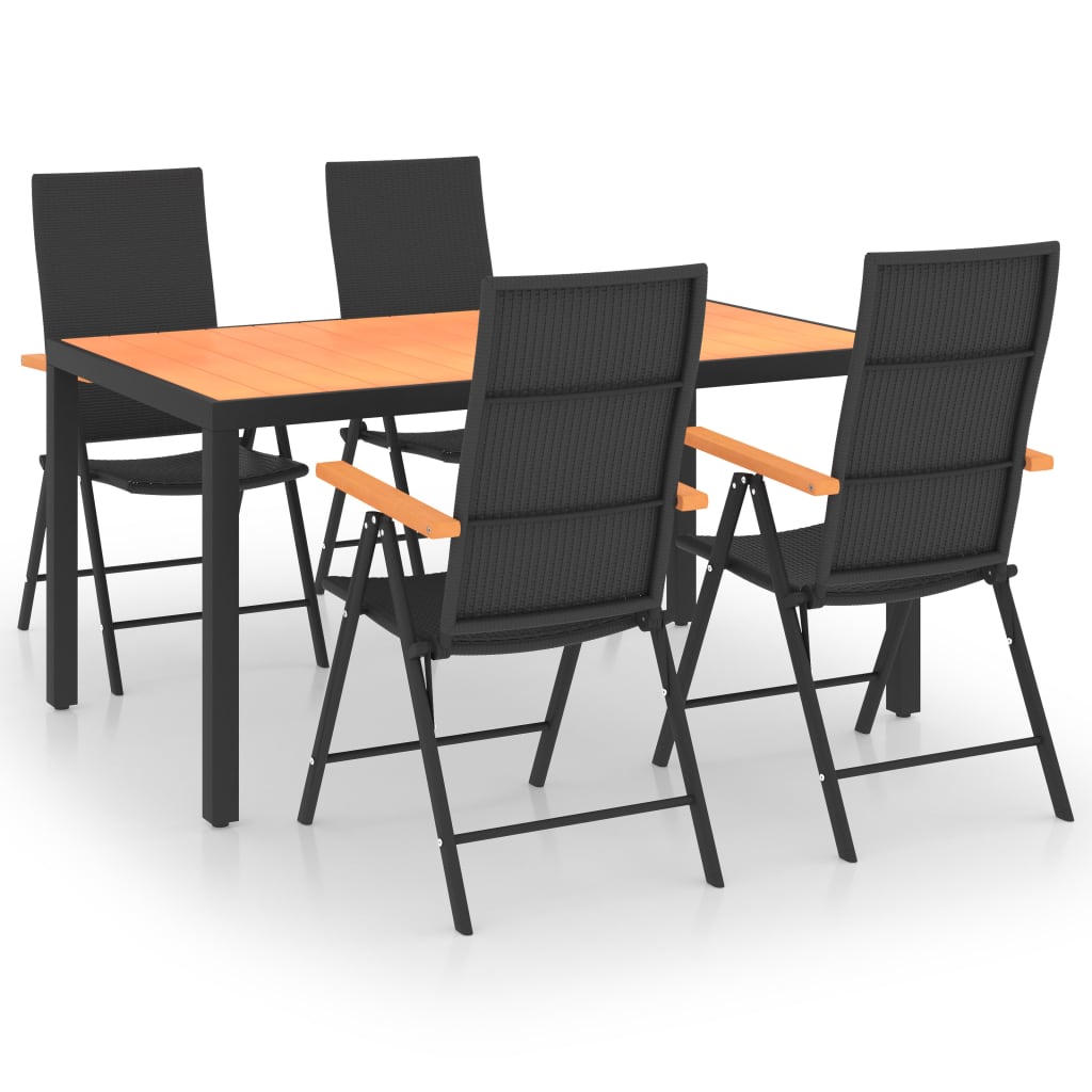 5 Piece Garden Dining Set Black and Brown- Outdoor Furniture Sets - HomeShopIreland - Home Shop Ireland - Outdoor Furniture Sets - 5 Piece Garden Dining Set Black and Brown