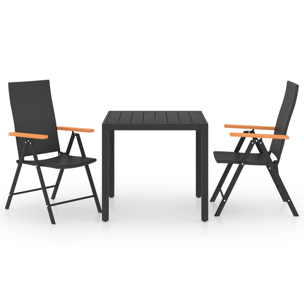 3 Piece Garden Dining Set Black and Brown- Outdoor Furniture Sets - HomeShopIreland - Home Shop Ireland - Outdoor Furniture Sets - 3 Piece Garden Dining Set Black and Brown