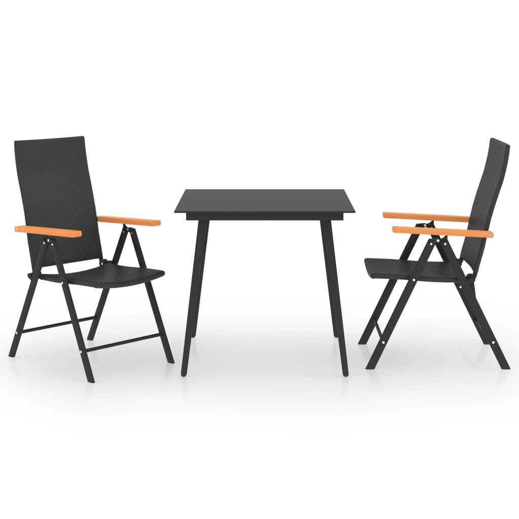 3 Piece Garden Dining Set Black and Brown- Outdoor Furniture Sets - HomeShopIreland - Home Shop Ireland - Outdoor Furniture Sets - 3 Piece Garden Dining Set Black and Brown
