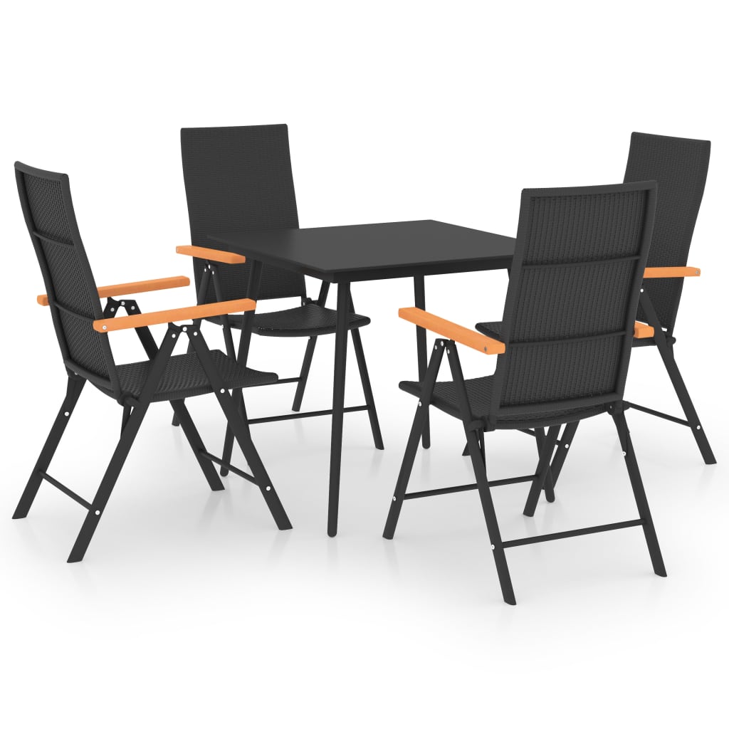 5 Piece Garden Dining Set Black and Brown- Outdoor Furniture Sets - HomeShopIreland - Home Shop Ireland - Outdoor Furniture Sets - 5 Piece Garden Dining Set Black and Brown