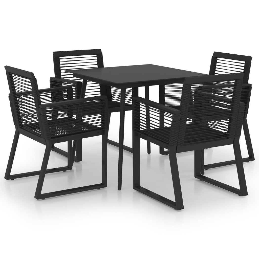 5 Piece Outdoor Dining Set PVC Rattan Black- Outdoor Furniture Sets - HomeShopIreland - Home Shop Ireland - Outdoor Furniture Sets - 5 Piece Outdoor Dining Set PVC Rattan Black