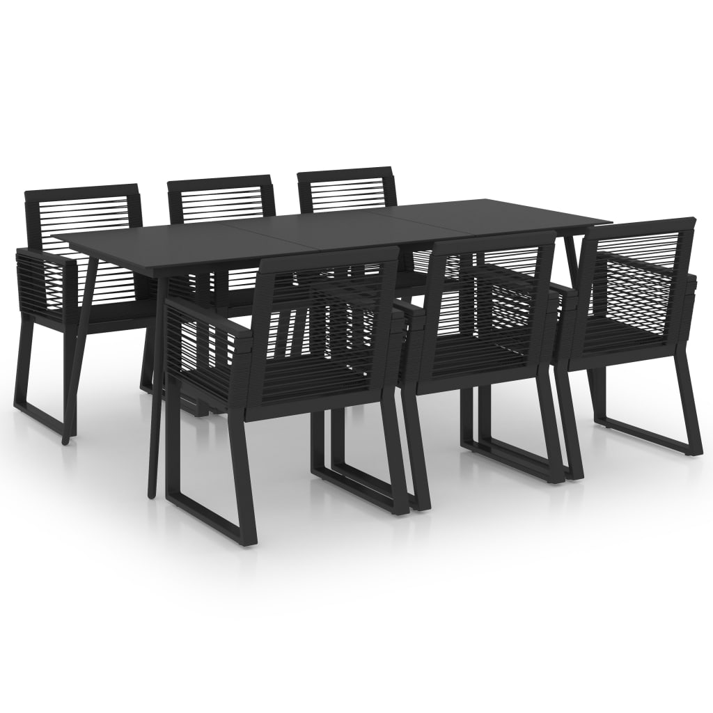 7 Piece Outdoor Dining Set PVC Rattan Black- Outdoor Furniture Sets - HomeShopIreland - Home Shop Ireland - Outdoor Furniture Sets - 7 Piece Outdoor Dining Set PVC Rattan Black