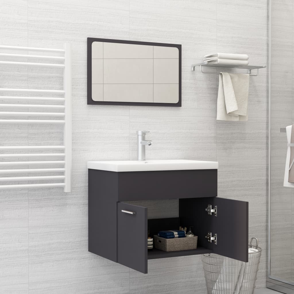 2 Piece Bathroom Furniture Set Black Chipboard- Bathroom Furniture Sets - HomeShopIreland - Home Shop Ireland - Bathroom Furniture Sets - 2 Piece Bathroom Furniture Set Black Chipboard