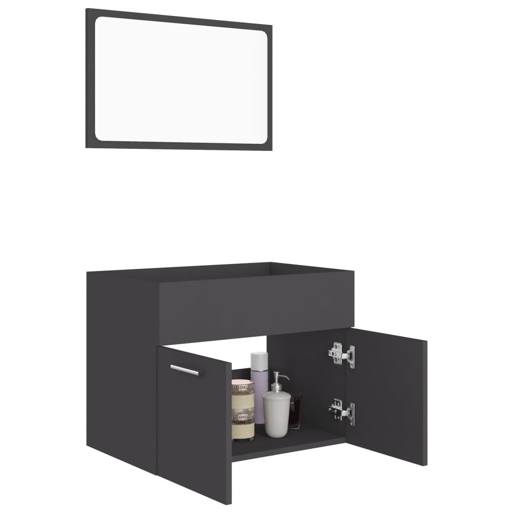 2 Piece Bathroom Furniture Set Black Chipboard- Bathroom Furniture Sets - HomeShopIreland - Home Shop Ireland - Bathroom Furniture Sets - 2 Piece Bathroom Furniture Set Black Chipboard