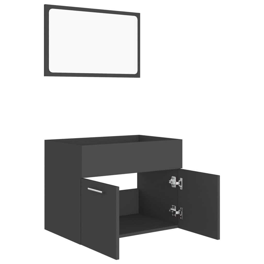 2 Piece Bathroom Furniture Set Black Chipboard- Bathroom Furniture Sets - HomeShopIreland - Home Shop Ireland - Bathroom Furniture Sets - 2 Piece Bathroom Furniture Set Black Chipboard