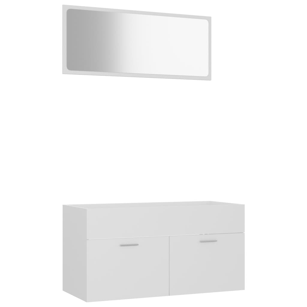 2 Piece Bathroom Furniture Set White Chipboard- Bathroom Furniture Sets - HomeShopIreland - Home Shop Ireland - Bathroom Furniture Sets - 2 Piece Bathroom Furniture Set White Chipboard