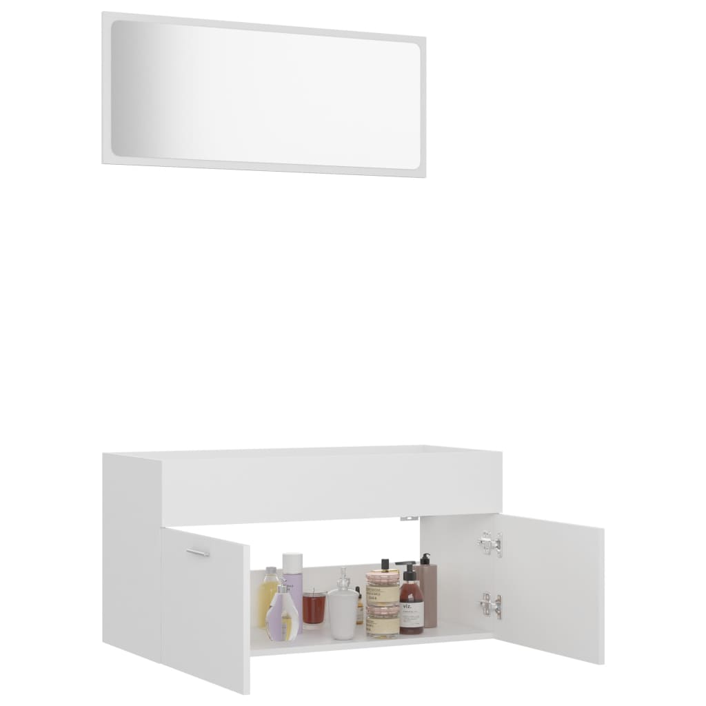 2 Piece Bathroom Furniture Set White Chipboard- Bathroom Furniture Sets - HomeShopIreland - Home Shop Ireland - Bathroom Furniture Sets - 2 Piece Bathroom Furniture Set White Chipboard