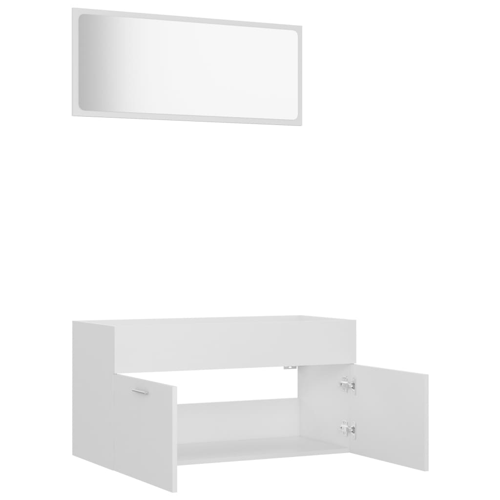 2 Piece Bathroom Furniture Set White Chipboard- Bathroom Furniture Sets - HomeShopIreland - Home Shop Ireland - Bathroom Furniture Sets - 2 Piece Bathroom Furniture Set White Chipboard