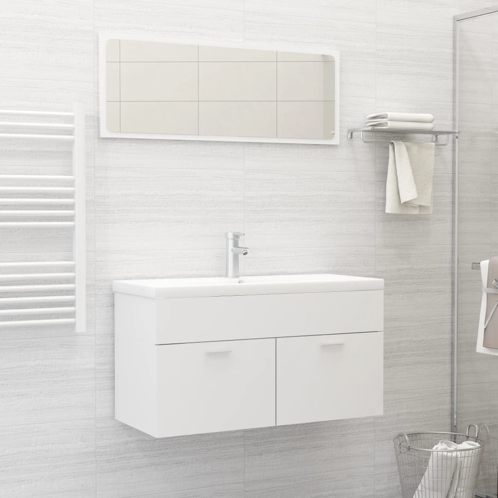 2 Piece Bathroom Furniture Set White Chipboard- Bathroom Furniture Sets - HomeShopIreland - Home Shop Ireland - Bathroom Furniture Sets - 2 Piece Bathroom Furniture Set White Chipboard