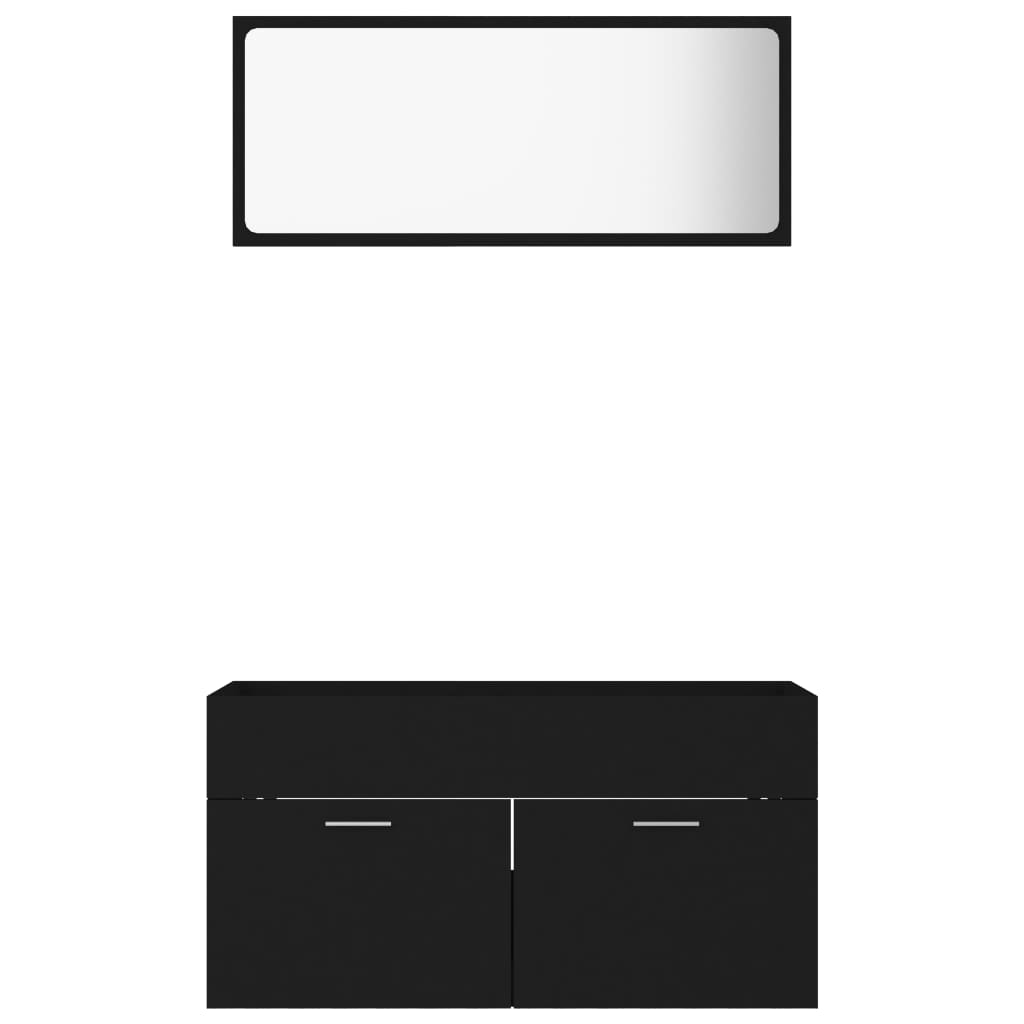2 Piece Bathroom Furniture Set Black Chipboard- Bathroom Furniture Sets - HomeShopIreland - Home Shop Ireland - Bathroom Furniture Sets - 2 Piece Bathroom Furniture Set Black Chipboard