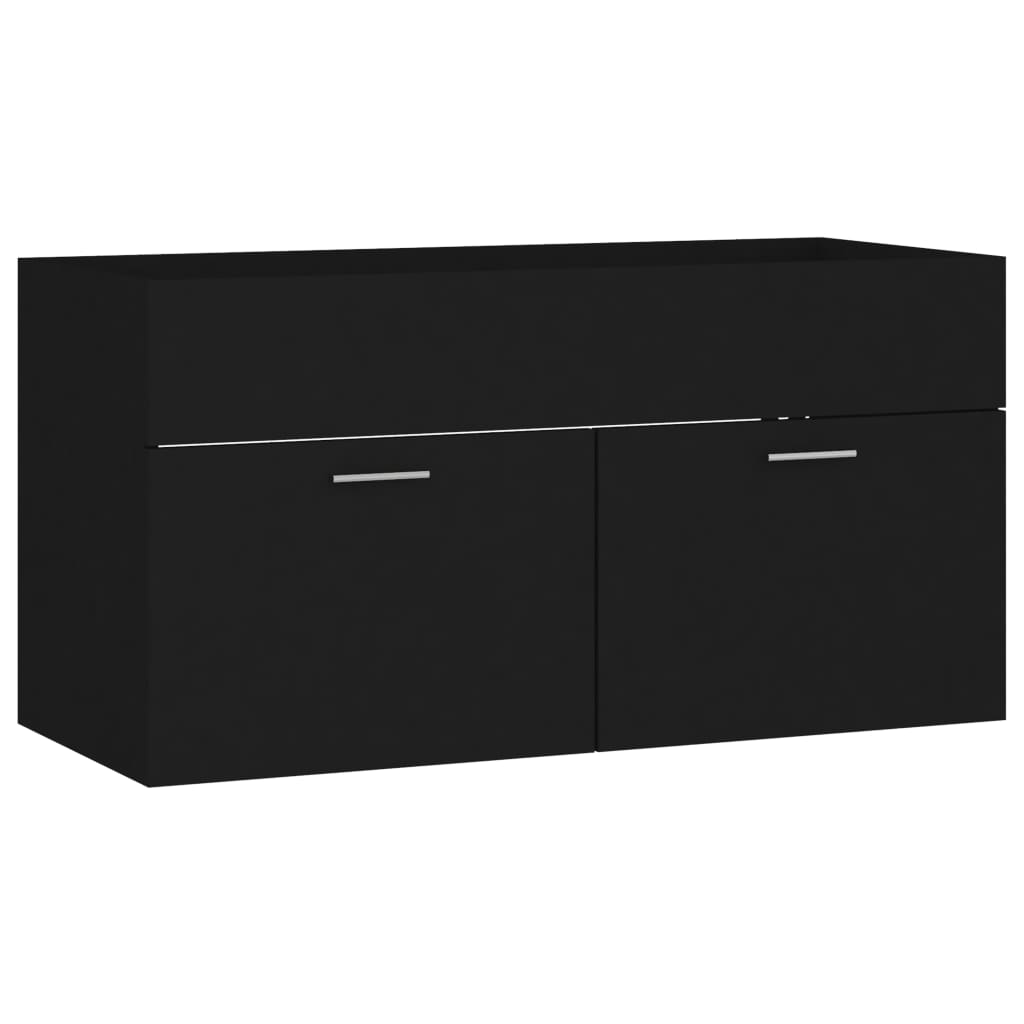 2 Piece Bathroom Furniture Set Black Chipboard- Bathroom Furniture Sets - HomeShopIreland - Home Shop Ireland - Bathroom Furniture Sets - 2 Piece Bathroom Furniture Set Black Chipboard