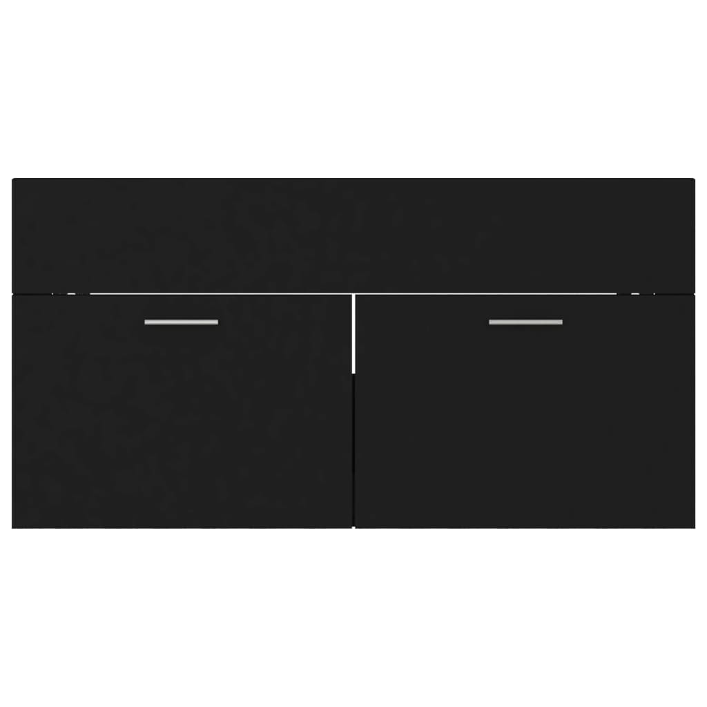 2 Piece Bathroom Furniture Set Black Chipboard- Bathroom Furniture Sets - HomeShopIreland - Home Shop Ireland - Bathroom Furniture Sets - 2 Piece Bathroom Furniture Set Black Chipboard