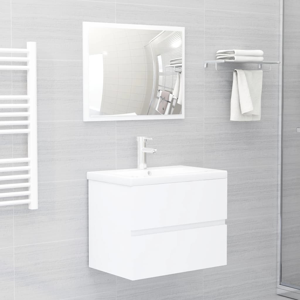 2 Piece Bathroom Furniture Set White Chipboard- Bathroom Furniture Sets - HomeShopIreland - Home Shop Ireland - Bathroom Furniture Sets - 2 Piece Bathroom Furniture Set White Chipboard