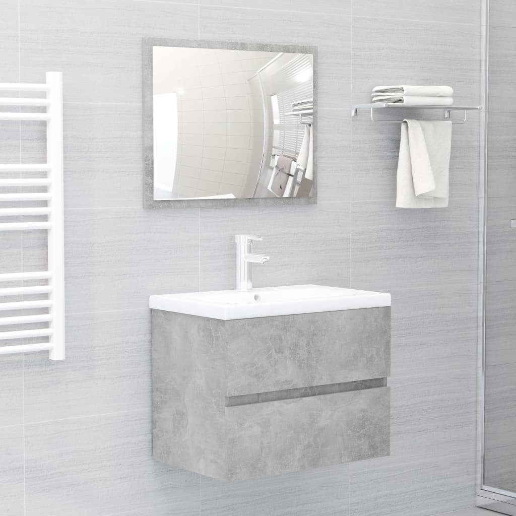 2 Piece Bathroom Furniture Set Concrete Grey Chipboard- Bathroom Furniture Sets - HomeShopIreland - Home Shop Ireland - Bathroom Furniture Sets - 2 Piece Bathroom Furniture Set Concrete Grey Chipboard