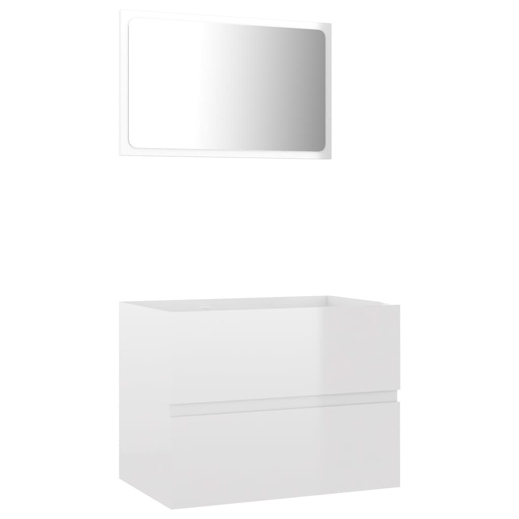 2 Piece Bathroom Furniture Set High Gloss White Chipboard- Bathroom Furniture Sets - HomeShopIreland - Home Shop Ireland - Bathroom Furniture Sets - 2 Piece Bathroom Furniture Set High Gloss White Chipboard