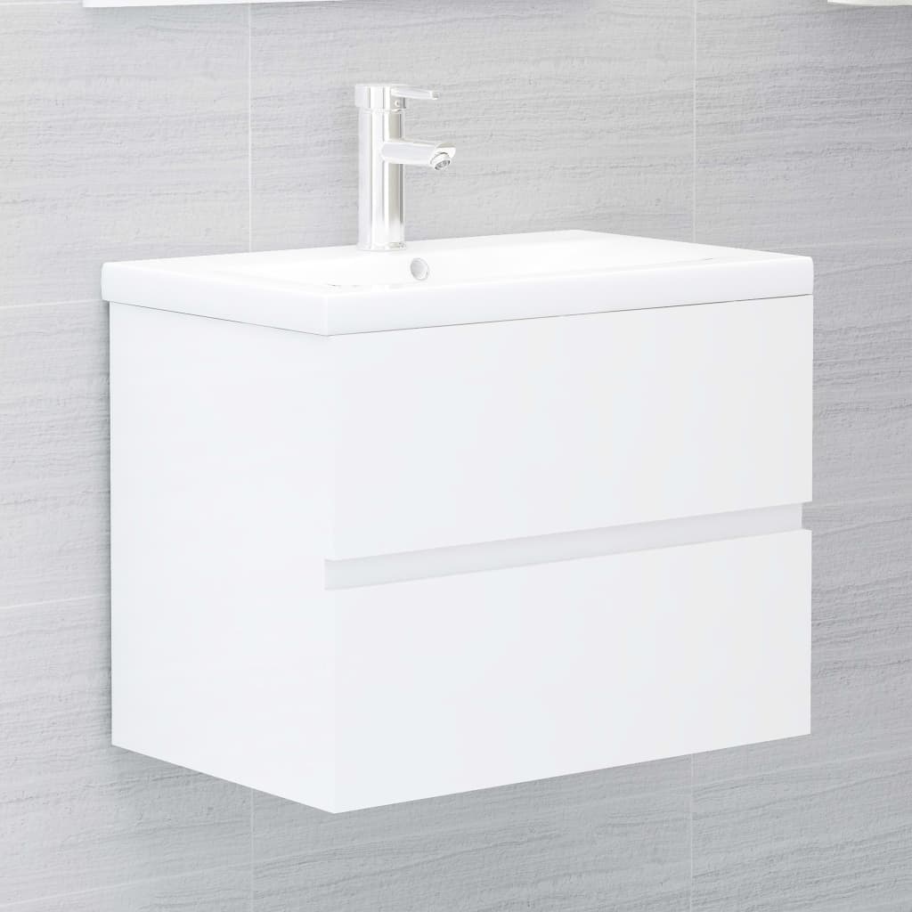 2 Piece Bathroom Furniture Set High Gloss White Chipboard- Bathroom Furniture Sets - HomeShopIreland - Home Shop Ireland - Bathroom Furniture Sets - 2 Piece Bathroom Furniture Set High Gloss White Chipboard