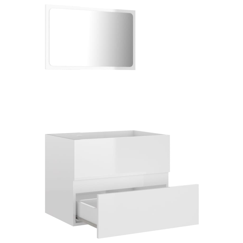 2 Piece Bathroom Furniture Set High Gloss White Chipboard- Bathroom Furniture Sets - HomeShopIreland - Home Shop Ireland - Bathroom Furniture Sets - 2 Piece Bathroom Furniture Set High Gloss White Chipboard