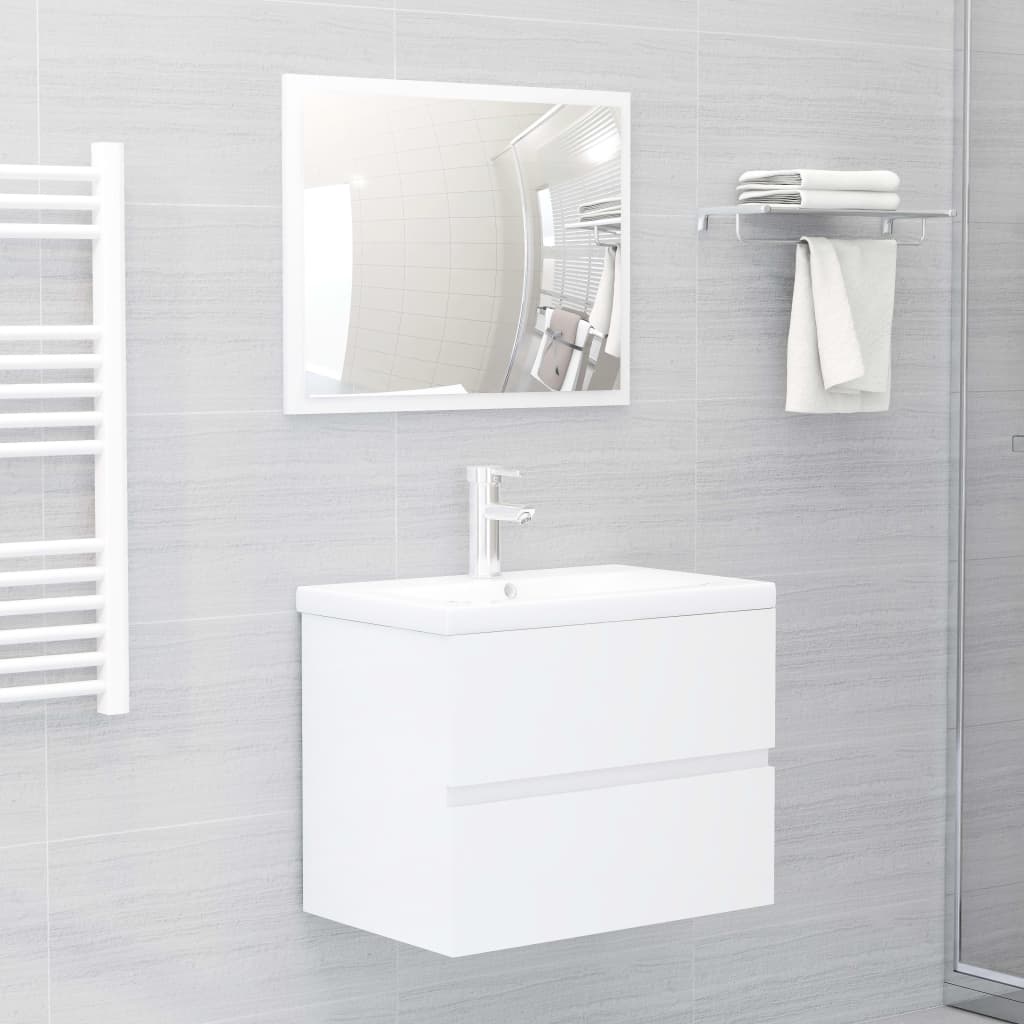 2 Piece Bathroom Furniture Set High Gloss White Chipboard- Bathroom Furniture Sets - HomeShopIreland - Home Shop Ireland - Bathroom Furniture Sets - 2 Piece Bathroom Furniture Set High Gloss White Chipboard